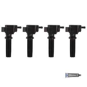 4 Pack Ignition Coil + Grease For 2019 2018 2017 2016 Ford 2.3L 2.0L 1.0L l4 l3 - Picture 1 of 1