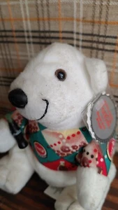 Coca-Cola ~ 0131 ~ Polar Bear in Argyle Shirt ~ Bean Bag Plush ~ 1997 ~ Vintage - Picture 1 of 7