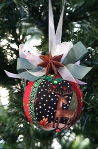 palline palle decorazioni addobbi albero di Natale stoffa patchwork tema renne