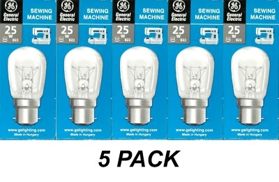 5 x Sewing Machine Pilot Light Globes Bulbs Lamps 25W Clear B22 Bayonet BC - Image 1 of 2