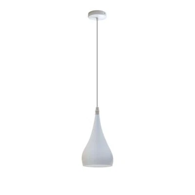 Ceiling Lamp Shade Metal E27 White Teardrop Pendant Light Modern Industrial - Image 1 of 4