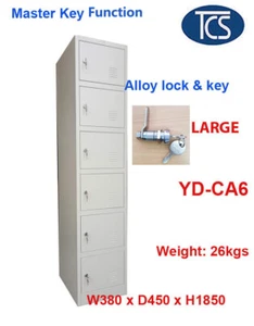 TCS 6 Door Metal Steel Storage Locker with Alloy Locks SCHOOL GYM OFFICE STAFF - Picture 1 of 9