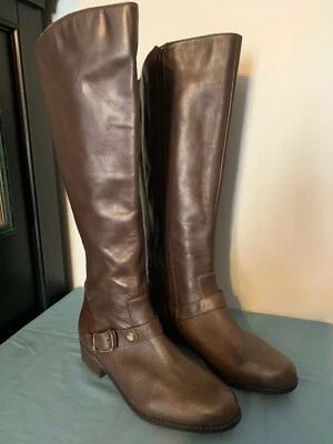 ME TOO Women's Brown Leather "Arctic" Full Zip ~ KNEE-HIGH BOOTS ~Size 9.5 ~NWOT - Image 1 of 4