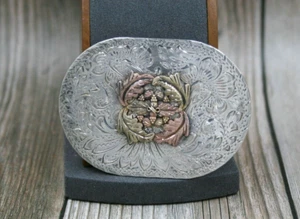 *Vintage Sterling Silver Buckle BHJCO Black Hills 10K Gold Trim - Picture 1 of 5