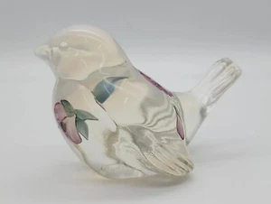 Fenton Art Glass Bird Figurine Cottage Rose Hand Painted Artist Signed D Wright - Picture 1 of 11
