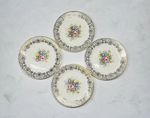 American Limoges Rosalie Triumph Plates 6” Floral Porcelain Vintage Set Of 4 - Picture 1 of 9