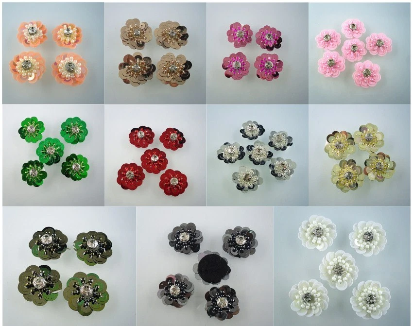 Boutique lentejuelas pedrería tubo cuentas hecho a mano flor ropa parche 5 piezas HF1 Foto 1 de 1