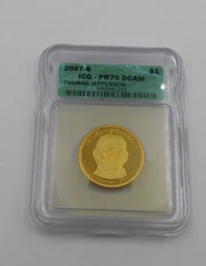 2007-S THOMAS JEFFERSON PRESIDENTIAL DOLLAR PR70 DCAM ICG PROOF COIN - Picture 1 of 2