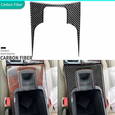 Cubierta de panel de almacenamiento de reposabrazos central de fibra de carbono real para Cadillac XTS 2013-2019 Foto 1 de 4