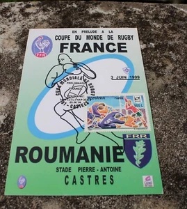 Souvenir philatelique rugby France -Roumanie 3/06/99 CASTRES - Imagen 1 de 3