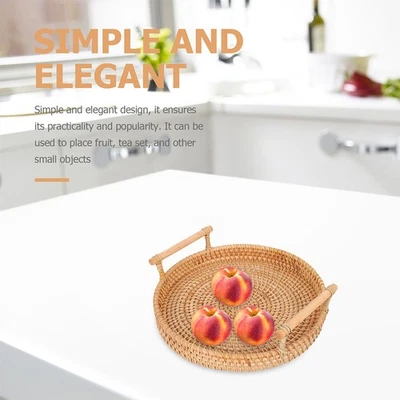  Vassoio di vimini vassoio intrecciato che serve snack vassoio vassoio vassoio - Immagine 1 di 4