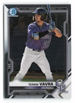 2021 Bowman #BCP-100 Terrin Vavra Chrome Prospects Colorado Rockies - Image 1 of 2