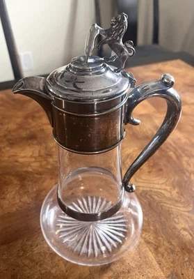 Circa 1800’s sterling silver-mounted glass claret jug / decanter. H. W. & Co. - Image 1 of 4