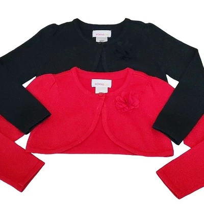 🆕️ Paquete de cárdigan bolero brillante navideño negro y rojo TALLA: 4T Foto 1 de 4