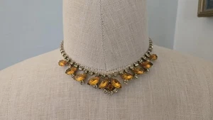 Vtg ESTATE JEWELRY TOPAZ, CLEAR RHINESTONE CHOKER NECKLACE, Marquise & Round - Picture 1 of 3