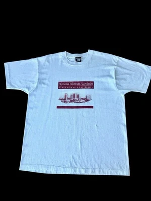 Camiseta blanca vintage de mujer Texas University puntada única XL 80 hecha en EE. UU. Foto 1 de 4