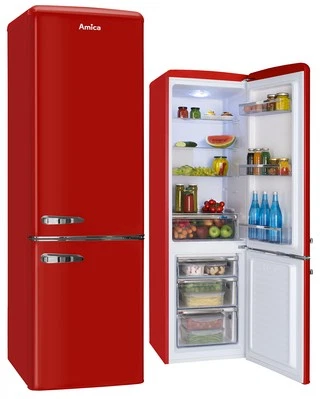 Amica Retro Kühl-Gefrierkombination Rot 244 L EEK D freistehend 55cm breit - Bild 1 von 4