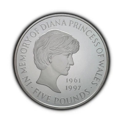 GREAT BRITAIN. 5 Pounds, 1999, Silver - Elizabeth II, Diana Memorial Proof RARE - Image 1 of 3