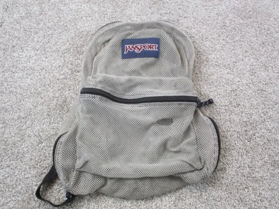 Mochila de malla JanSport gris transparente escolar bolsillo transpirable con cremallera Foto 1 de 4