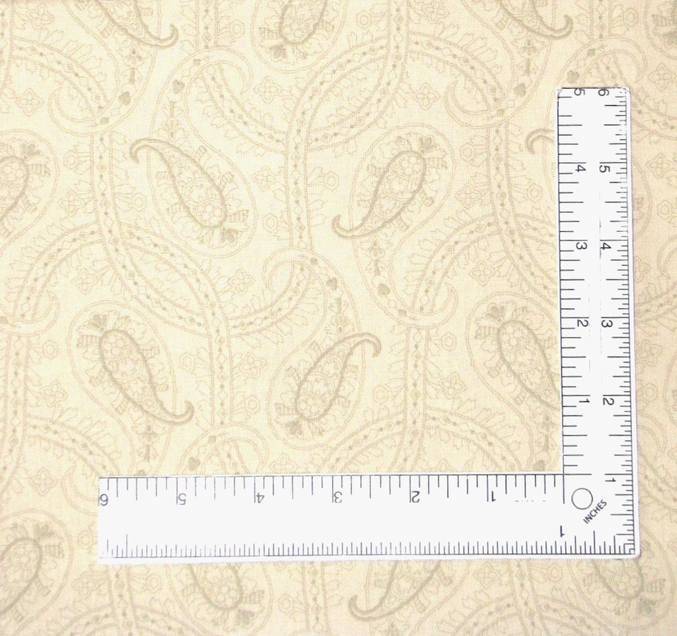Nautical Paisley Gray Beige Fabric 1.7 Yards Seaside Paula Barnes Marcus Cotton - Image 1 of 1