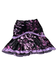 Bebe Flare Skirt Y2K Vintage Purple Black Satin Small - Picture 1 of 3