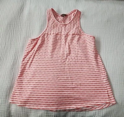 Camiseta sin mangas Lilla P Anthropologie para mujer M rayas texturizadas naranja/crema Foto 1 de 4