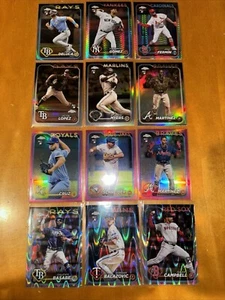 (12) 2024 Topps Chrome RC Rookies - Prism Pink Sepia Raywave Refractors LOOK - Picture 1 of 2