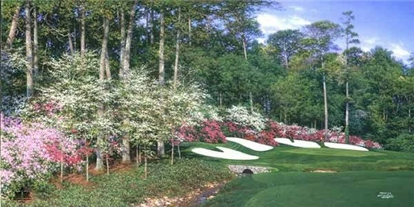 Giclee de lona de campo de golf Along Rae's Creek Larry Dyke The Masters Augusta 🧡 Foto 1 de 1