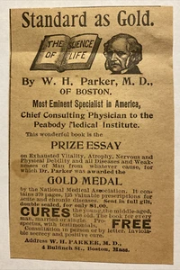 Libro publicitario de la década de 1890 La ciencia de la vida por el Dr. W H Parker anuncio impreso P6f - Imagen 1 de 9