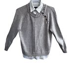 Lauren Ralph Lauren Womens Sweater M Tan Cable Knit Dickey Collar Y2k Shirt Tail