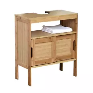 Evideco Bath Vanity Cabinet 27.10" x 23.12" Modern Freestanding Bamboo Brown - Picture 1 of 8