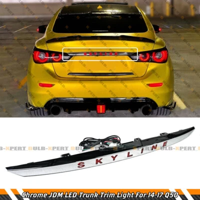FOR 14-17 INFINITI Q50 Q50S JDM CHROME REAR TRUNK TRIM GARNISH LED BRAKE LIGHT  - Imagen 1 de 4