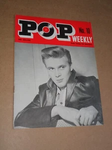 Pop Weekly 1st Series No.10 1962 Billy Fury cover (Peter Jay & Jaywalkers) - Picture 1 of 1
