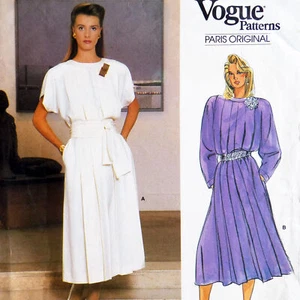Sewing Pattern Dress and Sash 12 Loose Fitting Side Pockets Uncut Vogue 1553 - Picture 1 of 4