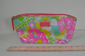 Lilly Pulitzer Este Lauder Neon Pink Floral Cosmetic Pencil Bag T4 - Picture 1 of 9