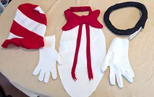 Adult Cat in the Hat Costume with Gloves Hat Tail Belly Bib, One Size Dr. Suess - Picture 1 of 13