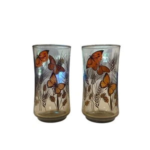 Juego de 2 vasos de jugo para beber Libby de colección mariposa monarca trigo naranja MCM 12 oz - Imagen 1 de 5