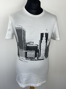 Versace Jeans CITYSCAPE Monochrome White Print T Shirt Size Medium M