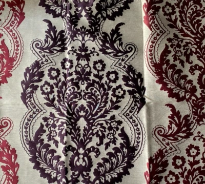 Mulberry Stavenley Damask  Damson/Claret 24" Fabric Remnant - Image 1 of 3