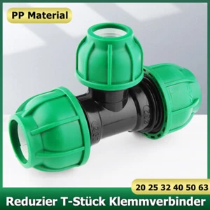 PP Fitting Klemmverbinder T-Stück Reduziert PE Rohr Verschraubung 20-63mm DVGW - Picture 1 of 21