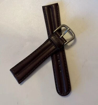 Hadley Roma Men Watchband Dark Brown Leather Waterproof 22R Brown 22mm MS890 - Image 1 of 4