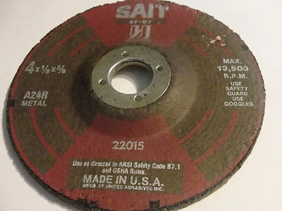 Sait 22015 4" x 1/8" x 5/8 Cutting/Grinding  A24R Metal - Image 1 of 2