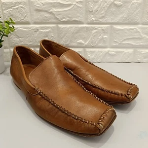 Mens Russell & Bromley Tan Leather Loafer Slip On Shoes Square Toe EUR 44 UK 10 - Picture 1 of 14