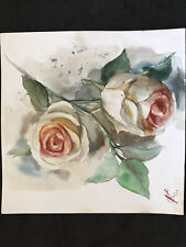 English Roses Watercolor Original Art Roses  Ukrainian artist
