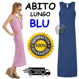ABITO da DONNA Vestito LUNGO Elegante BELLA + CANVAS colore BLU SCURO Casual - Imagen 1 de 1