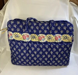 Vera Bradley Maison Blue Quilted Travel Tote Shoulder Bag Laptop Diaper Bag - Picture 1 of 7