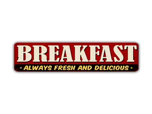 Letrero de desayuno callejero siempre fresco y delicioso estilo vintage - Imagen 1 de 6