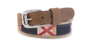 ZEP-PRO Alabama Vintage State Flag Ribbon Belt Crazy Horse Leather NWT - Picture 1 of 7