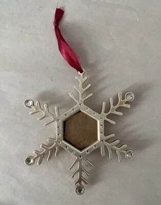 Star Snowflake Shaped Jeweled Silver Tone Picture Frame Tree Ornament 4.5”x4.5” - Picture 1 of 8