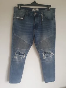 Pantalones de mezclilla NXP para hombre W34 azul cónicos desgastados algodón Jeans  - Imagen 1 de 12
